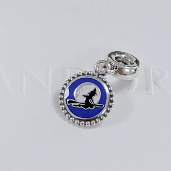 Pandora Halloween Witch Flying on The Moon Exclusive Dangle Charm with box - Picture 3 of 9